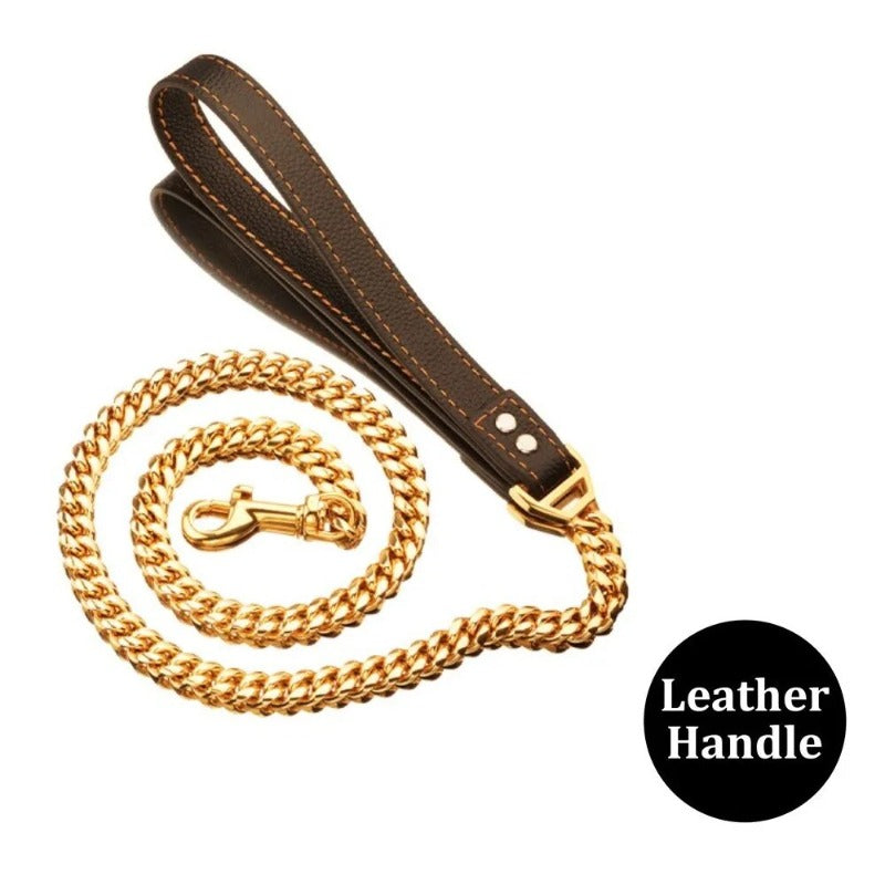 10 14MM Stainless Steel Pet Leashes Golden Dog Chain Collar