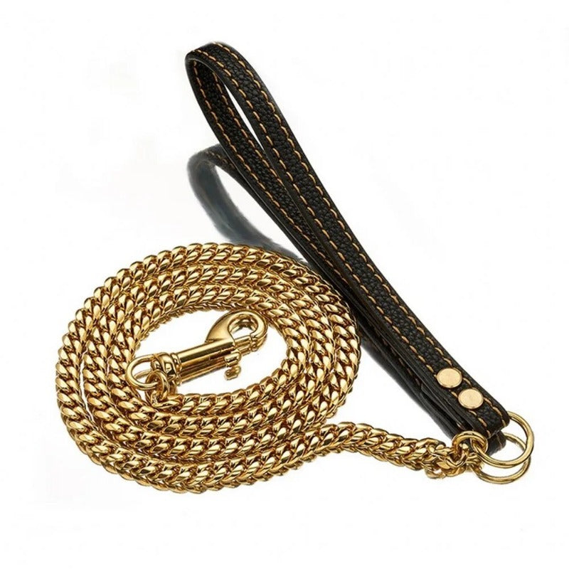 10 14MM Stainless Steel Pet Leashes Golden Dog Chain Collar