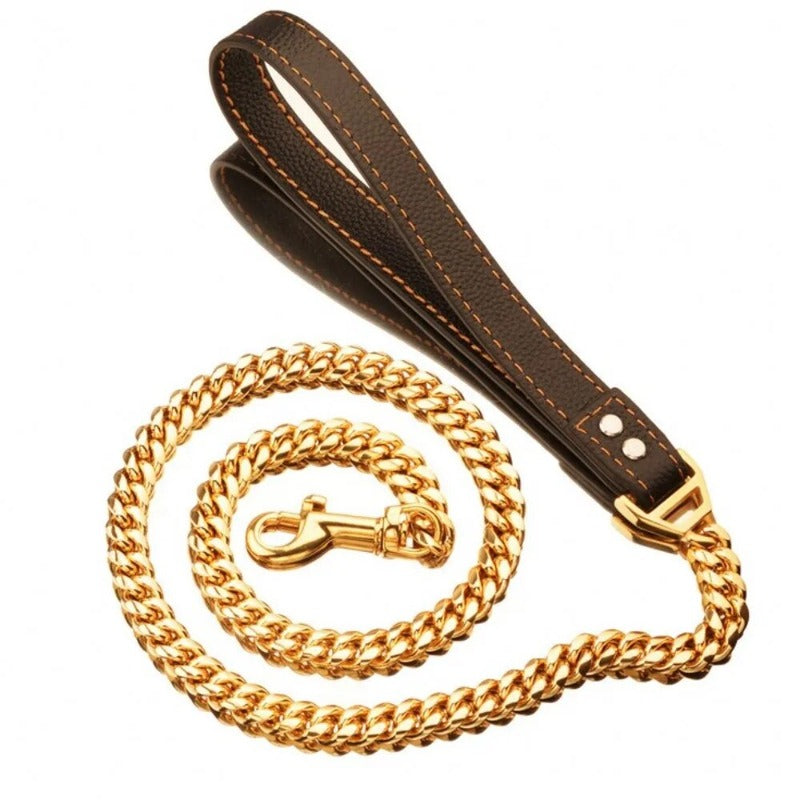 10 14MM Stainless Steel Pet Leashes Golden Dog Chain Collar