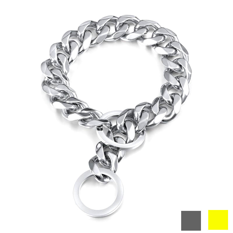 Gold Stainless Steel P Chain Slip Dog Collar Metal Training Choke Collar for Large Breed Dogs