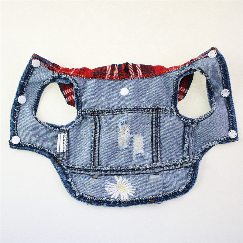 Spring Autumn Pet Denim Dog Vest Denim Dog Coats With Hat Pet Jeans Jacket Casual Outfits