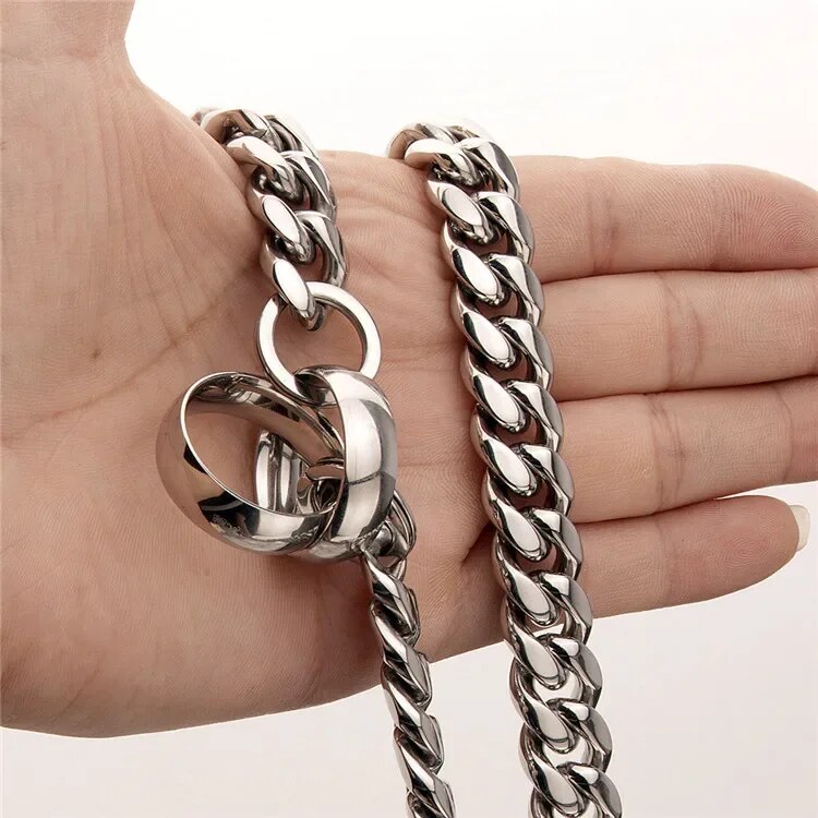 14mm Stainless Steel Dog Chain Collar Metal Training Type P Pet Collar