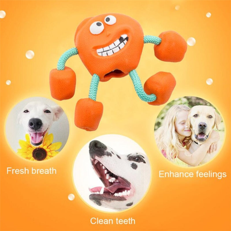 1pc Soft Screaming Bite Non-Toxic Rubber Dog Rope Toy Squeaky Toys Interactive