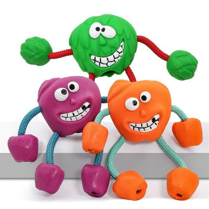 1pc Soft Screaming Bite Non-Toxic Rubber Dog Rope Toy Squeaky Toys Interactive