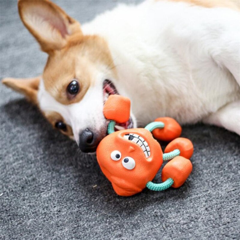 1pc Soft Screaming Bite Non-Toxic Rubber Dog Rope Toy Squeaky Toys Interactive