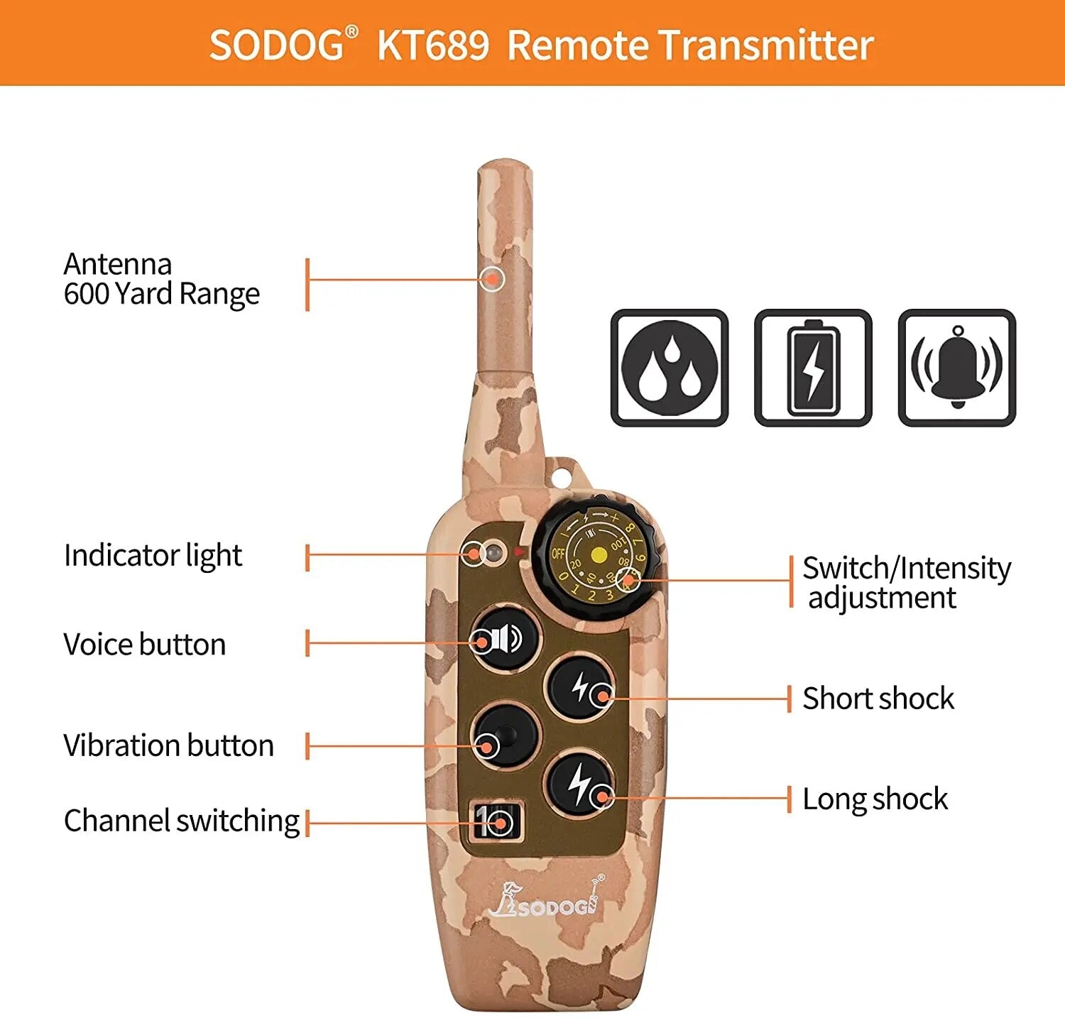 2000FT Remote Control Dog Training Collar Rechargeable Bark Shocker Electric Collar