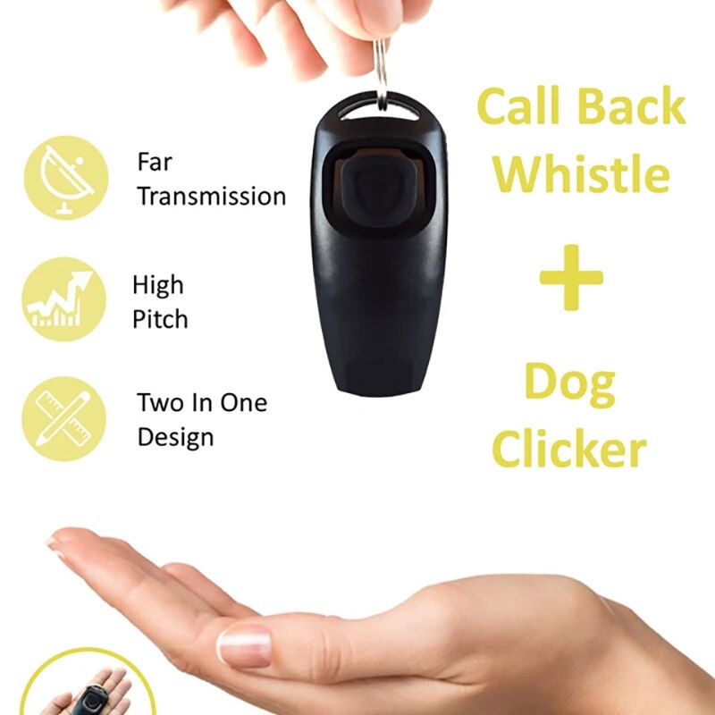 2 In 1 Pet Clicker Dog Training Whistle With Lanyard 2pcs Set