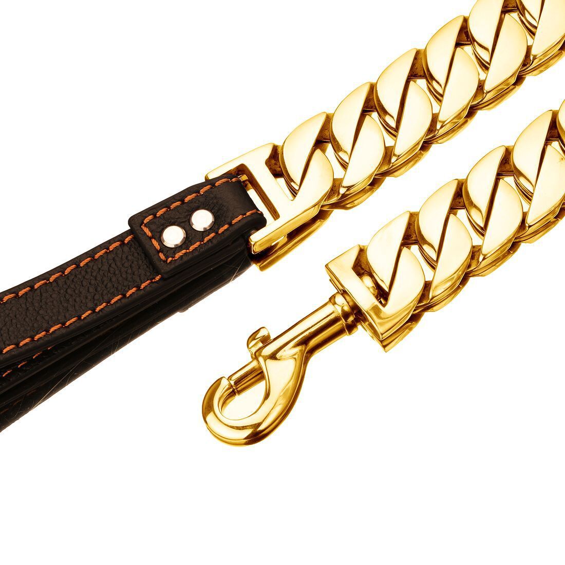 32mm Stainless Steel Dog Chain Collar with Leather Leash Multi Size Pet Neck Chain