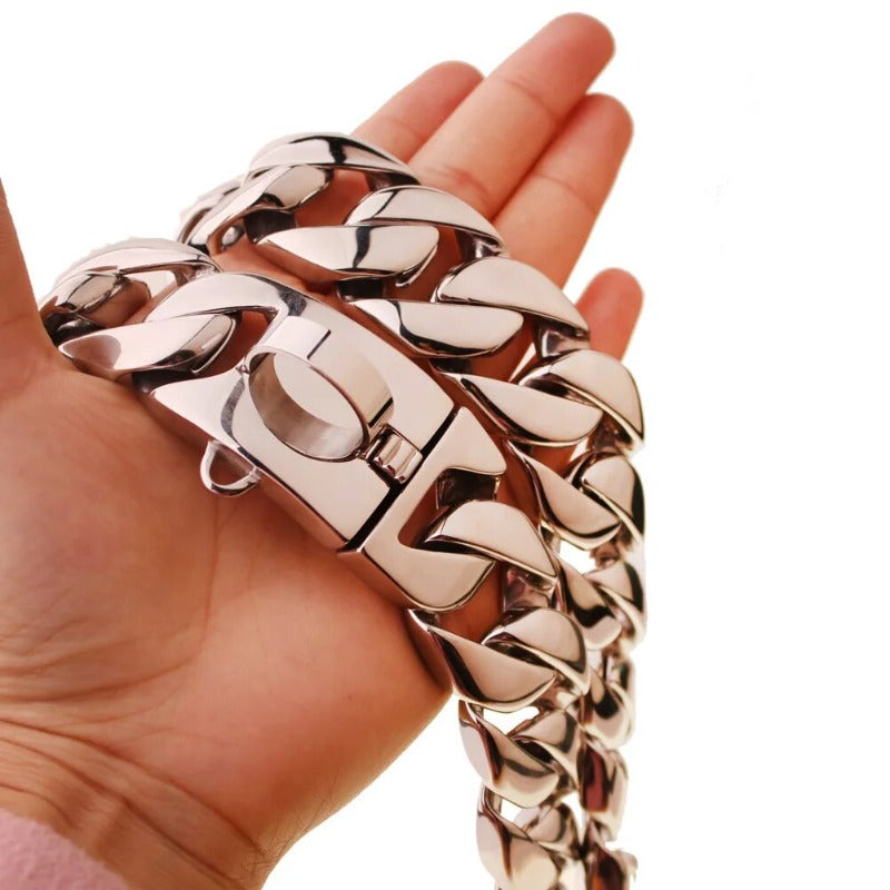 32mm Stainless Steel Dog Collar Titanium Steel Large Gold Chain
