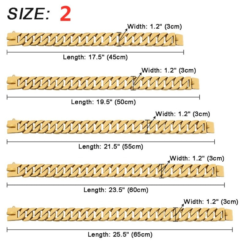 32mm Stainless Steel Dog Collar Titanium Steel Large Gold Chain