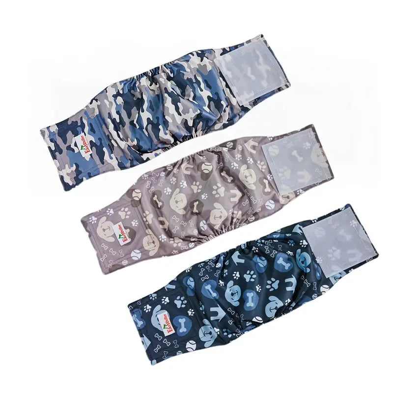 3 Pcs Set Male Dog Reusable Diapers Washable Male Dog Wrap Diaper