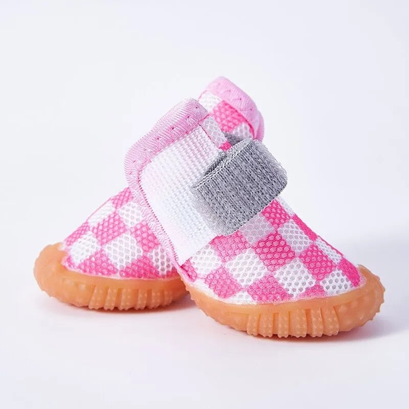 4PCS Dog Shoes Boots Mesh Dog Shoes Breathable Dog Booties