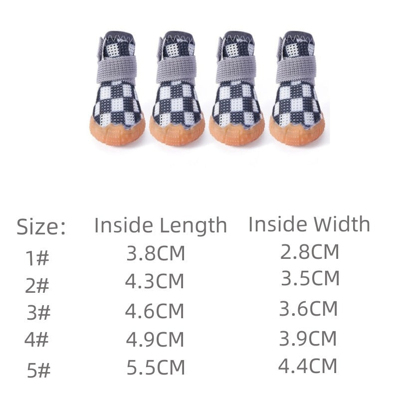 4PCS Dog Shoes Boots Mesh Dog Shoes Breathable Dog Booties