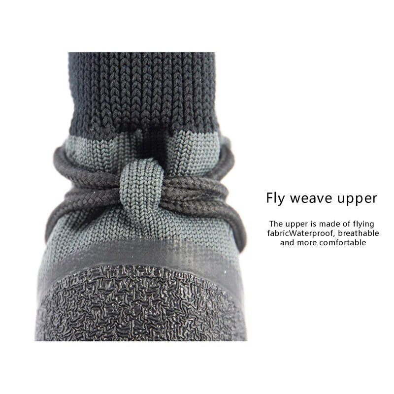 4Pcs Dog Shoes Non-slip Waterproof Outdoor Knitted Dog Paw Protector with Adjustable Straps