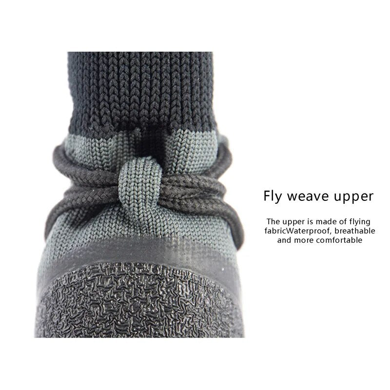 4Pcs Dog Shoes  Non-slip Waterproof Outdoor Knitted Dog Paw Protector with Adjustable Straps