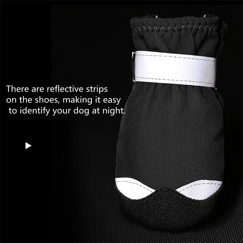 4pcs Anti-Slip Pet Shoes Waterproof Reflective Dog Boots