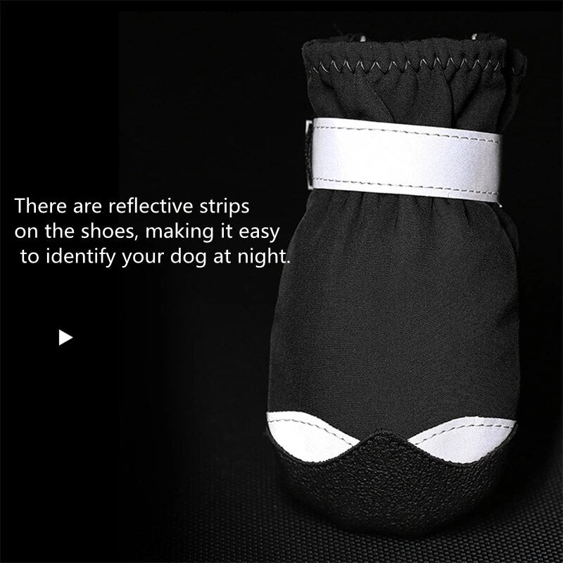 4pcs Anti-Slip Pet Shoes  Waterproof Reflective Dog Boots