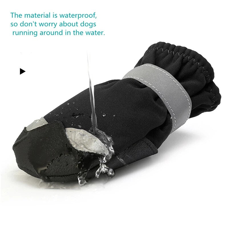 4pcs Anti-Slip Pet Shoes  Waterproof Reflective Dog Boots