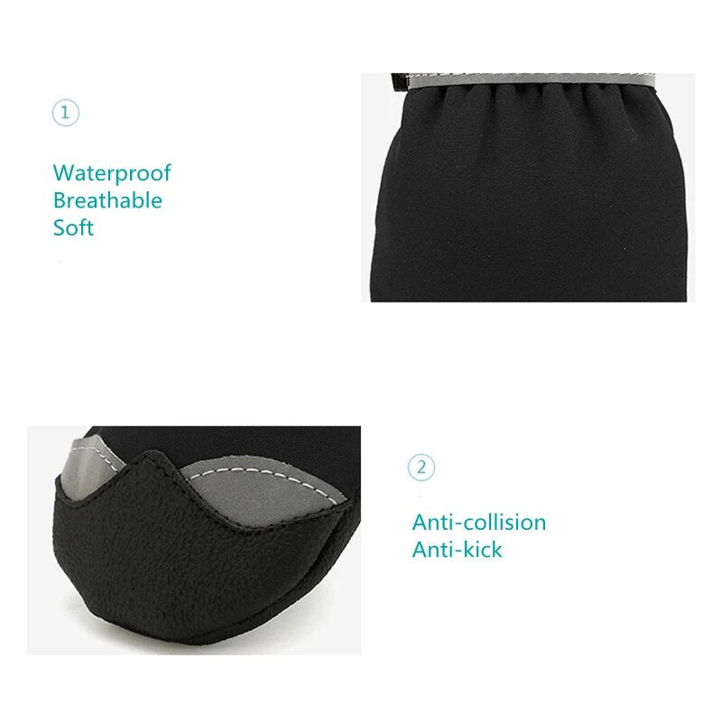 4pcs Anti-Slip Pet Shoes Waterproof Reflective Dog Boots