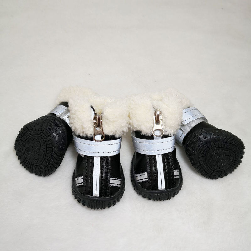 4pcs/Set Pet Dog Shoes Wearable Winter Warm Pets Antiskid Shoes
