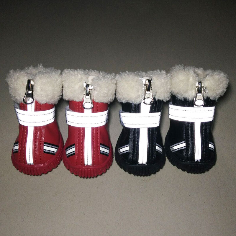 4pcs/Set Pet Dog Shoes Wearable Winter Warm Pets Antiskid Shoes