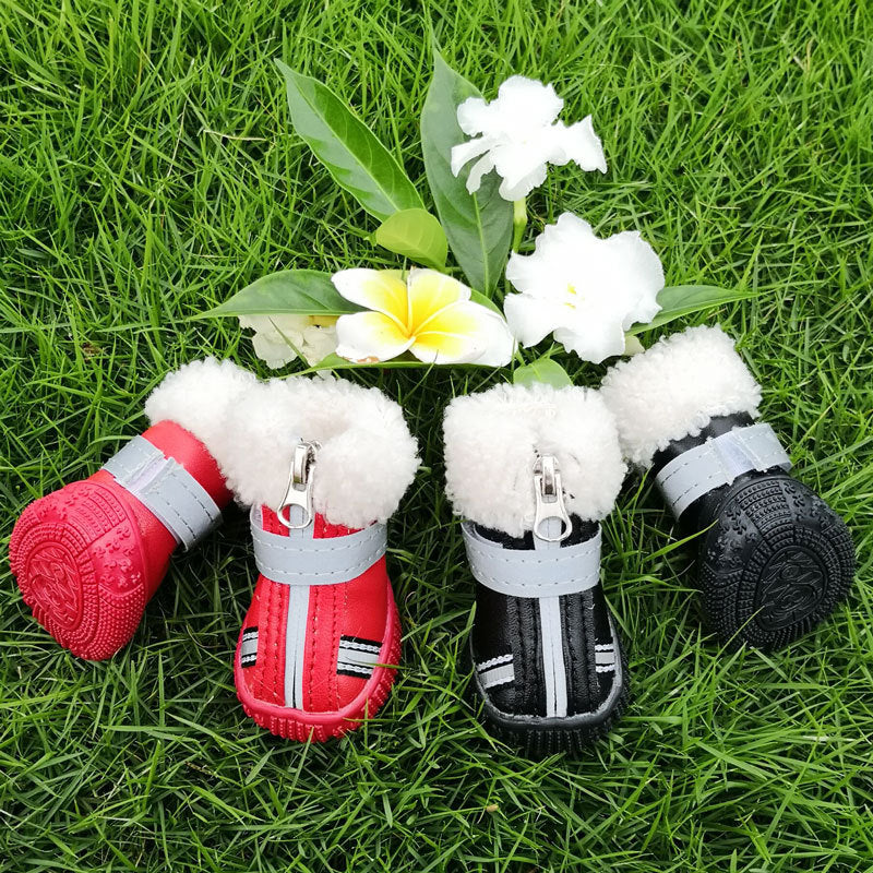 4pcs/Set Pet Dog Shoes Wearable Winter Warm Pets Antiskid Shoes
