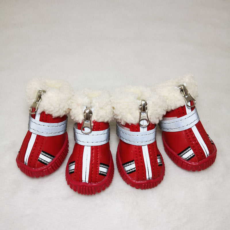 4pcs/Set Pet Dog Shoes Wearable Winter Warm Pets Antiskid Shoes