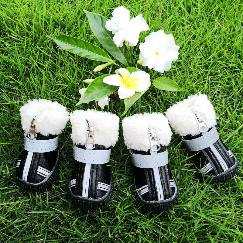 4pcs/Set Pet Dog Shoes Wearable Winter Warm Pets Antiskid Shoes