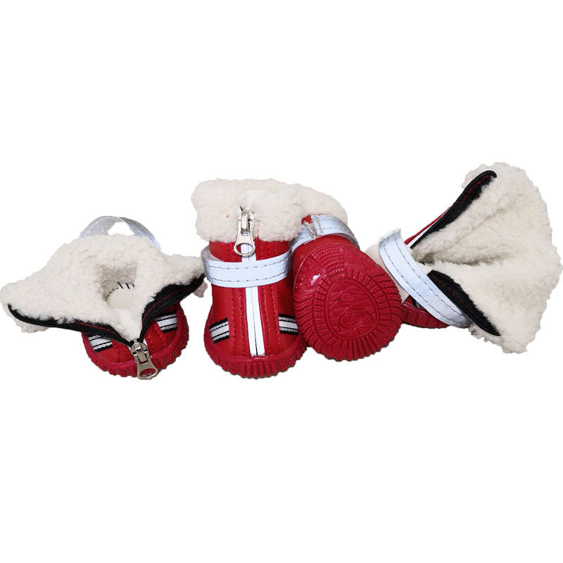 4pcs/Set Pet Dog Shoes Wearable Winter Warm Pets Antiskid Shoes