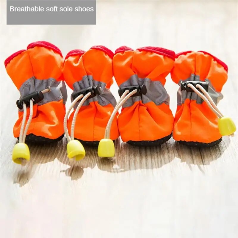 4pcs/Set Waterproof Pet Dog Shoes Non-Slip Rain Boots Shoes