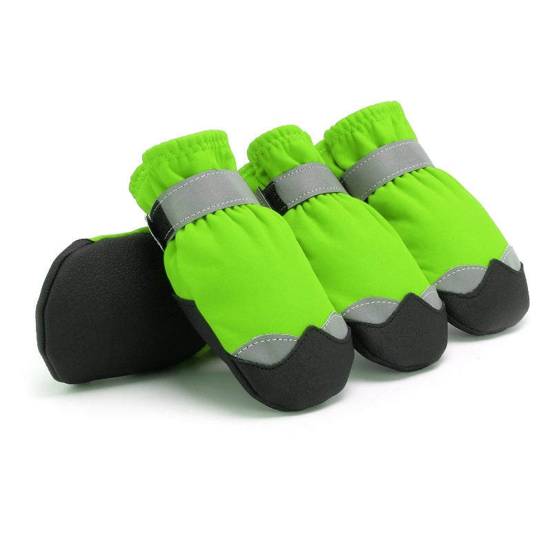 4pcs Anti-Slip Pet Shoes Waterproof Reflective Dog Boots