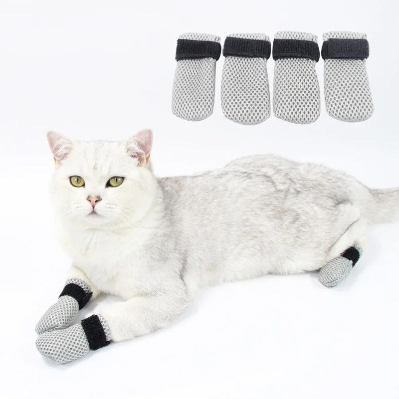 4pcs/set Pet Claw Cap Breathable Mesh Pet Feet Cover Anti Scratch Paw Caps