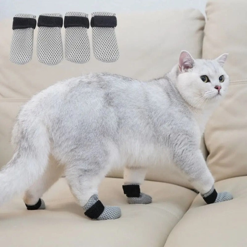 4pcs/set Pet Claw Cap Breathable Mesh Pet Feet Cover Anti Scratch Paw Caps