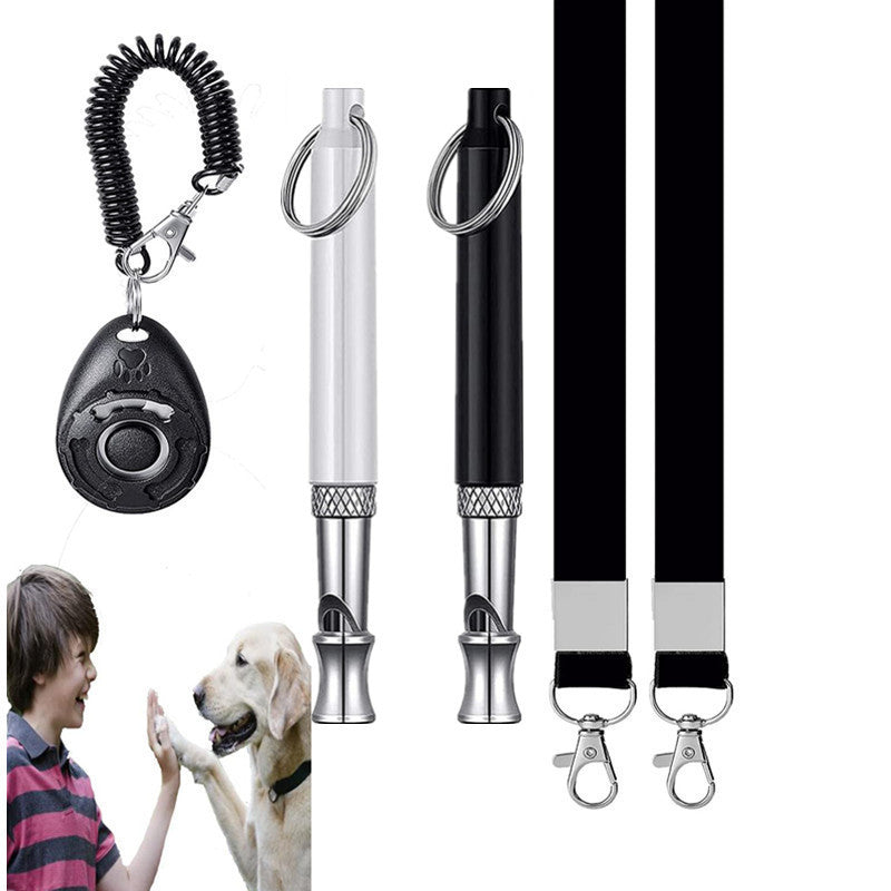 5 pcs set Dog Training Whistle Training Clicker with Wrist Strap Whistle Kit