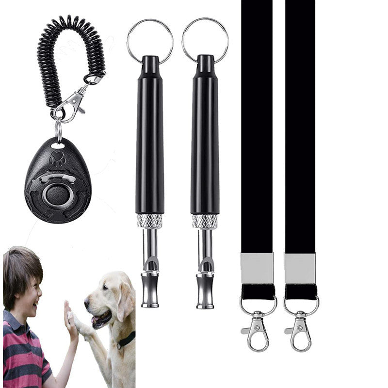 5 pcs set Dog Training Whistle Training Clicker with Wrist Strap Whistle Kit