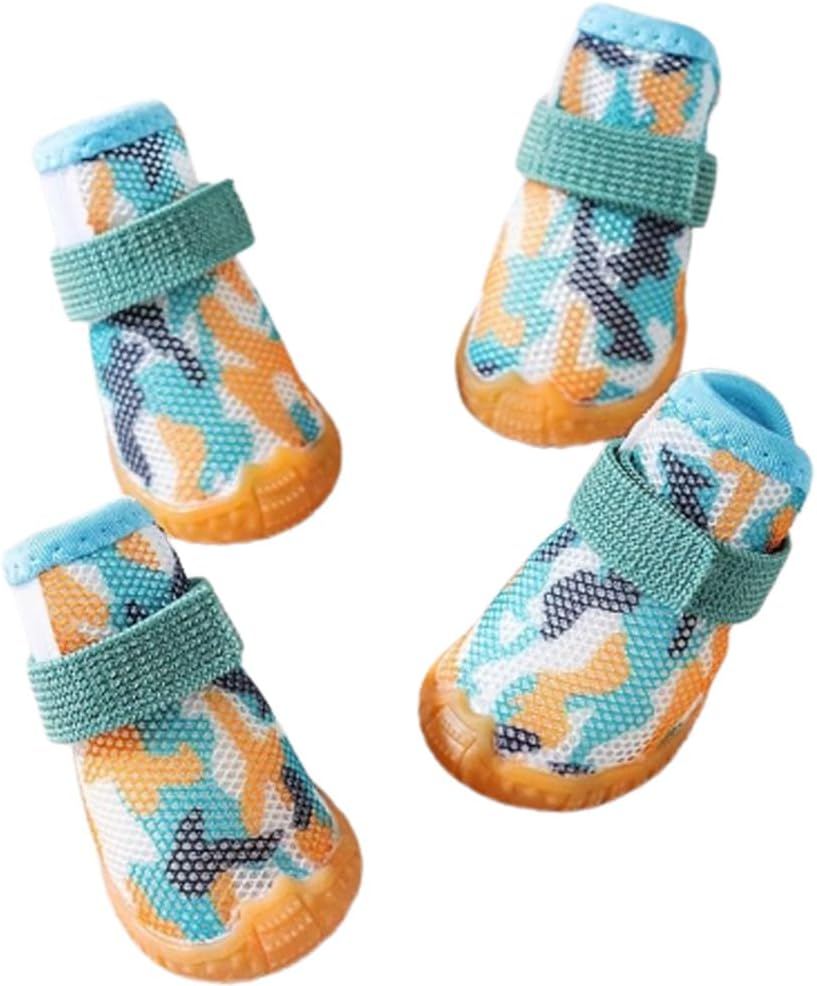 4PCS Dog Shoes Boots Mesh Dog Shoes Breathable Dog Booties