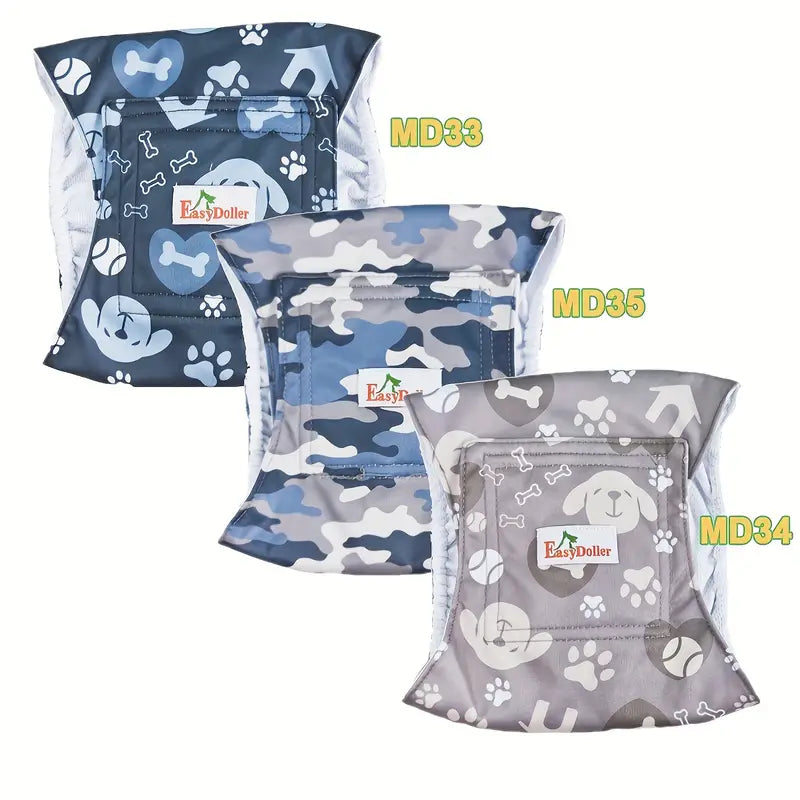 3 Pcs Set Male Dog Reusable Diapers Washable Male Dog Wrap Diaper