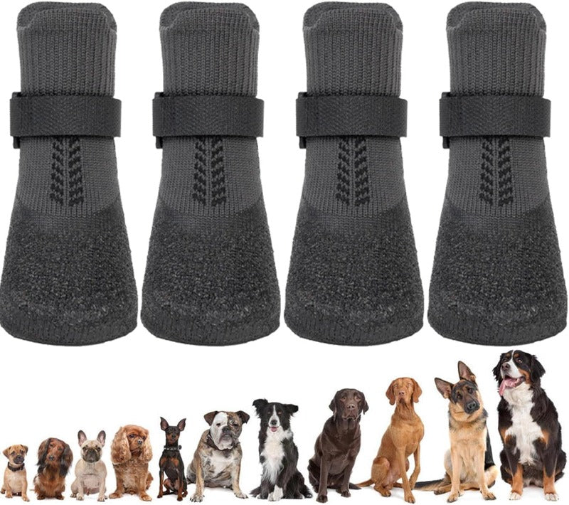 Dog Socks Anti-Slip Dog Grip Socks with Rubber & Fix Straps Outdoor Dog Shoes Booties