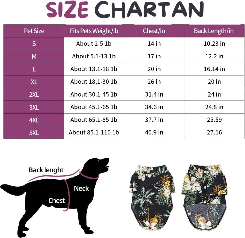 New Pet Clothing Hawaiian Beach Casual Shirt For Big Dogs and Owner