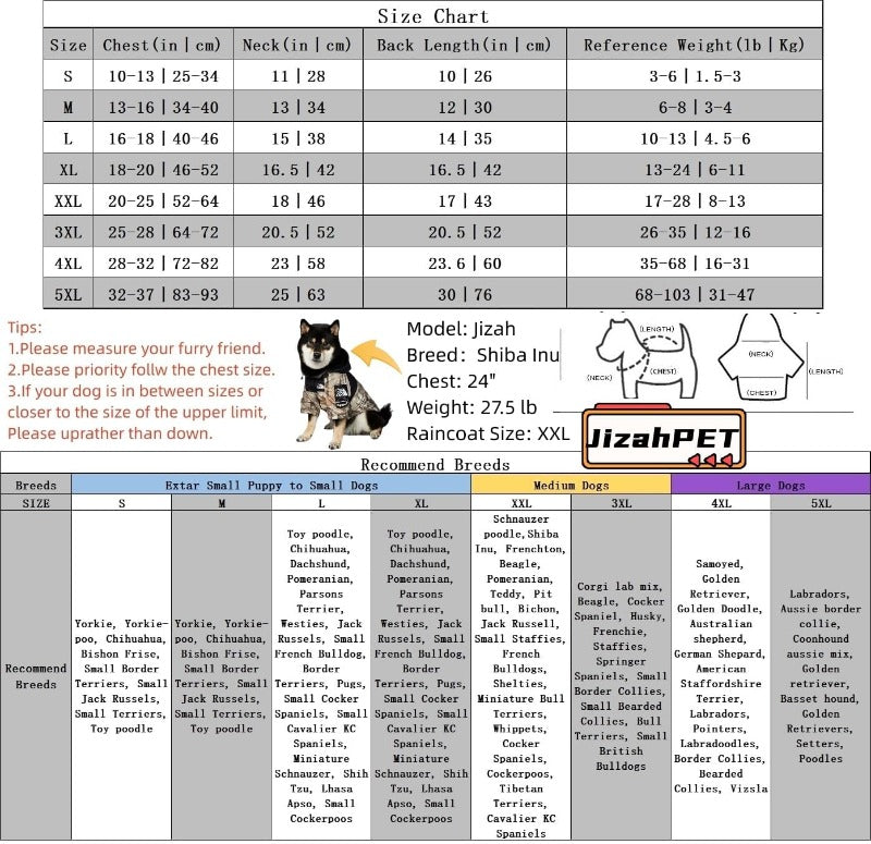 Dog Raincoat Waterproof and Windproof Reflective Dog Raincoat Jacket with Hood