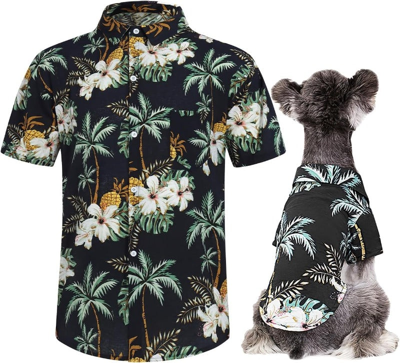 New Pet Clothing Hawaiian Beach Casual Shirt For Big Dogs and Owner