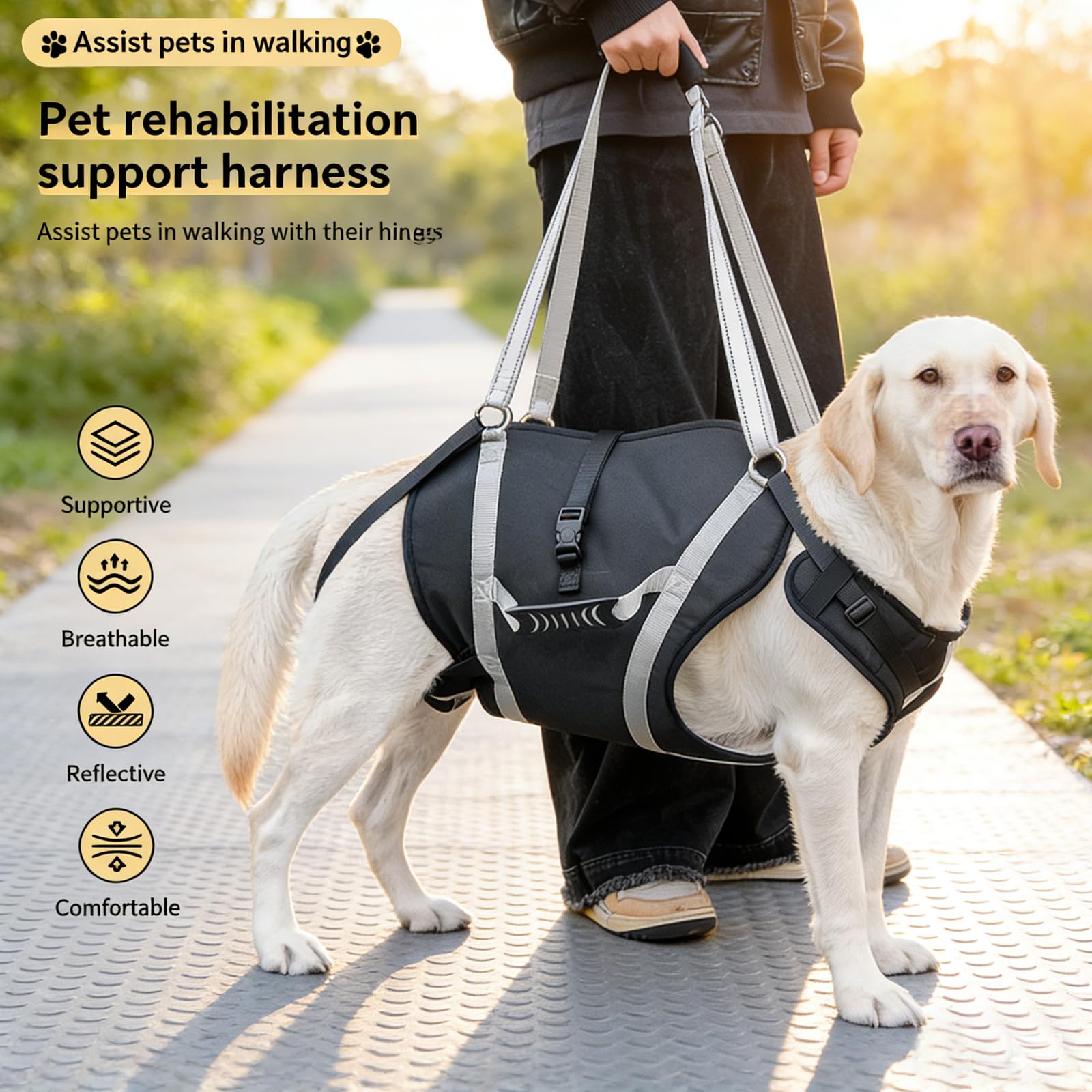 Adjustable Dog Lift Harness Pets Adjustable Padded Straps Dog Lift Harness with Handles