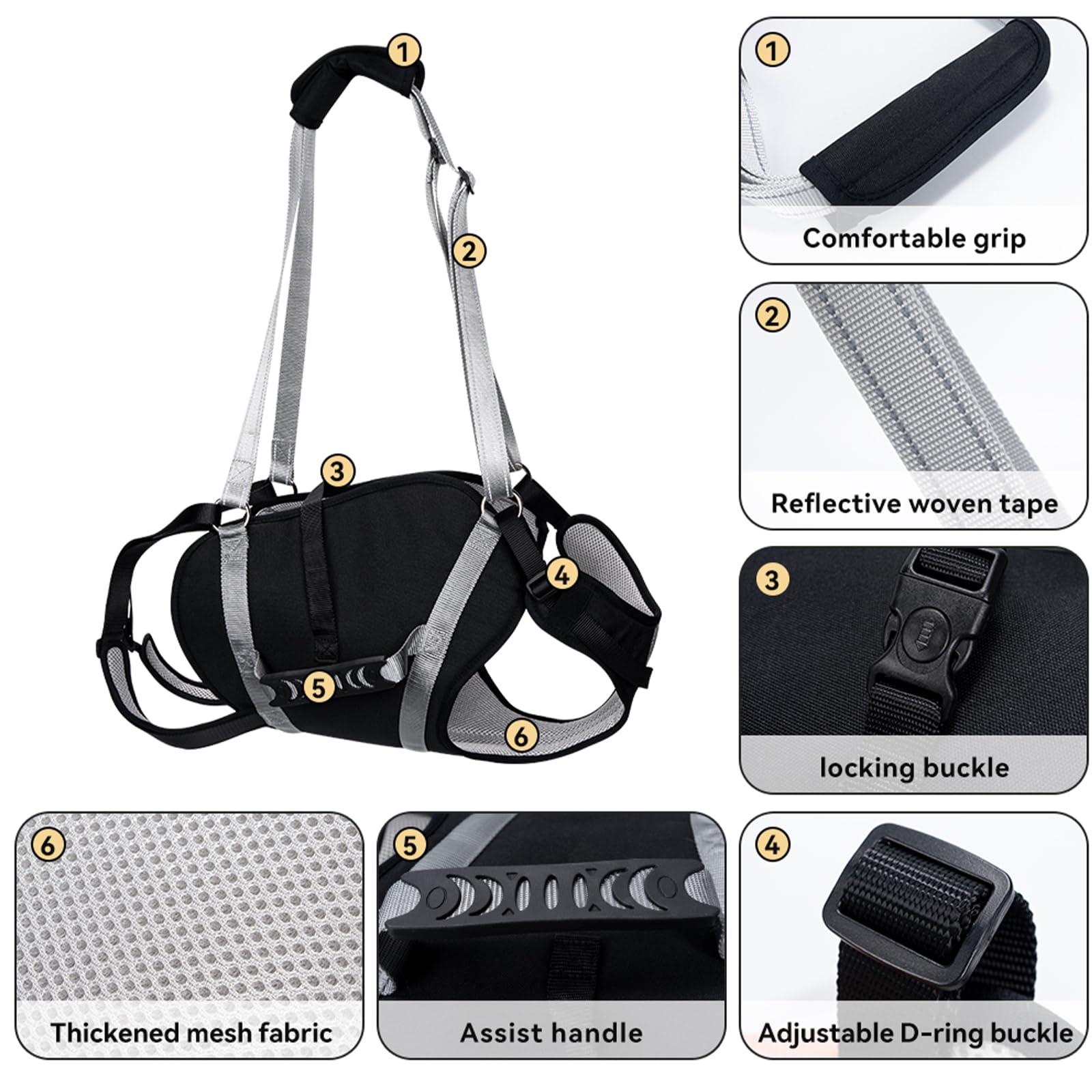 Adjustable Dog Lift Harness Pets Adjustable Padded Straps Dog Lift Harness with Handles