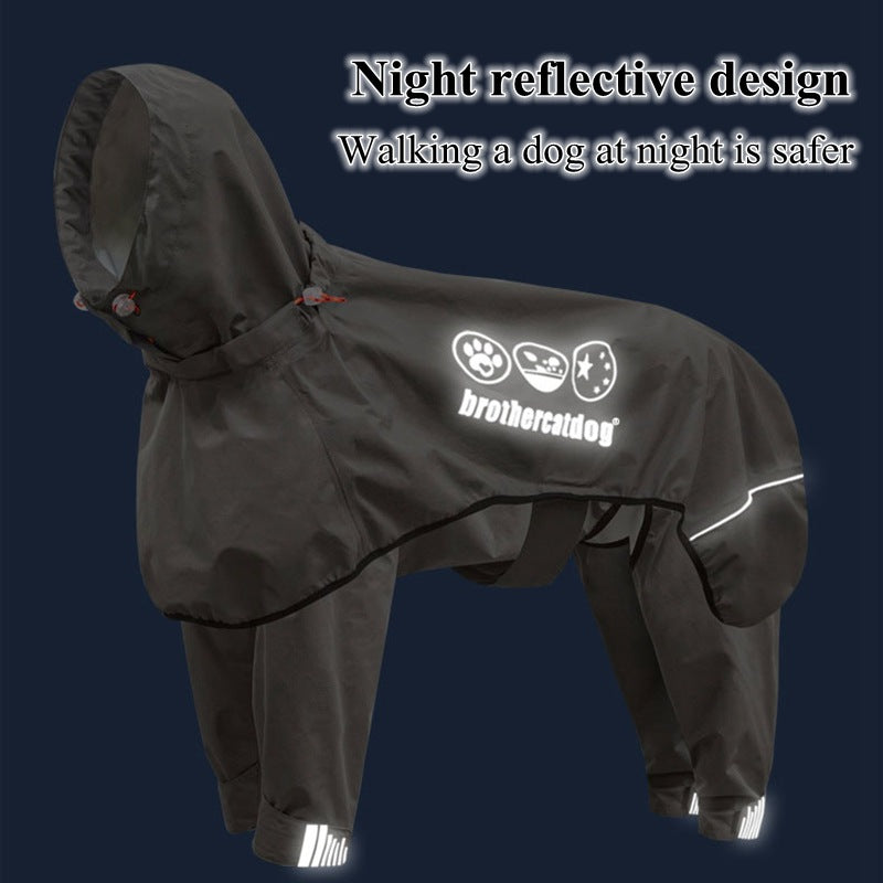 Adjustable Dog Raincoat Waterproof Windproof Dog Coat Fully Wrapped Reflective Dogs Jacket Raincoat