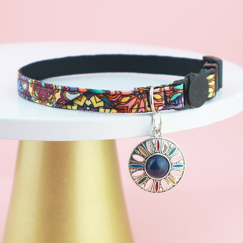 Adjustable Pet Airtag Collar with Bell and Metal Pendant