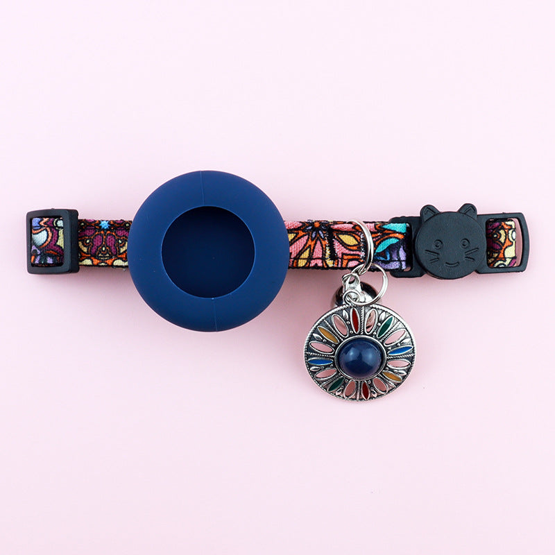 Adjustable Pet Airtag Collar with Bell and Metal Pendant