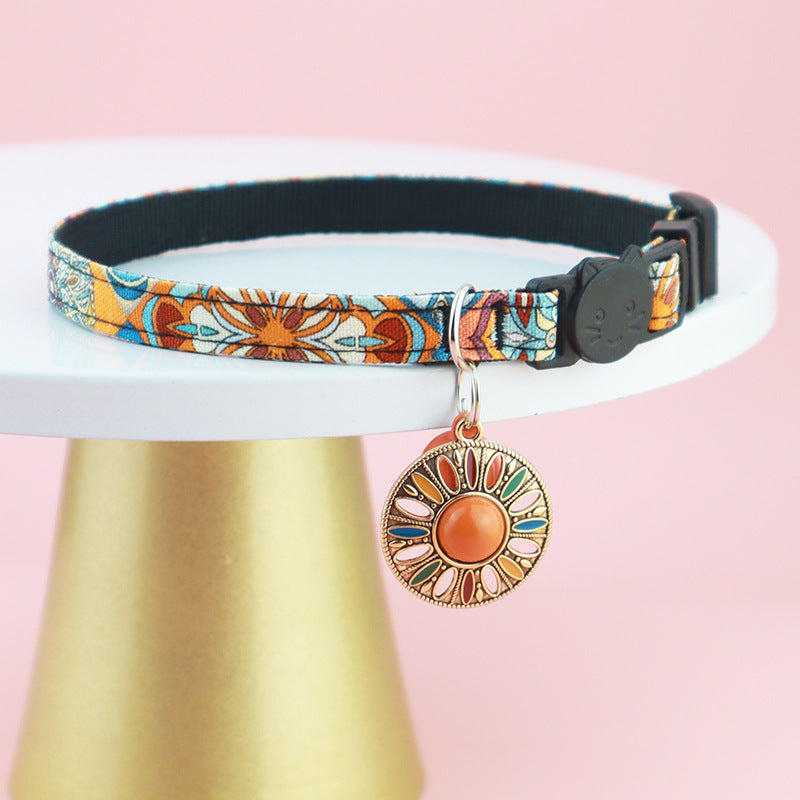 Adjustable Pet Airtag Collar with Bell and Metal Pendant