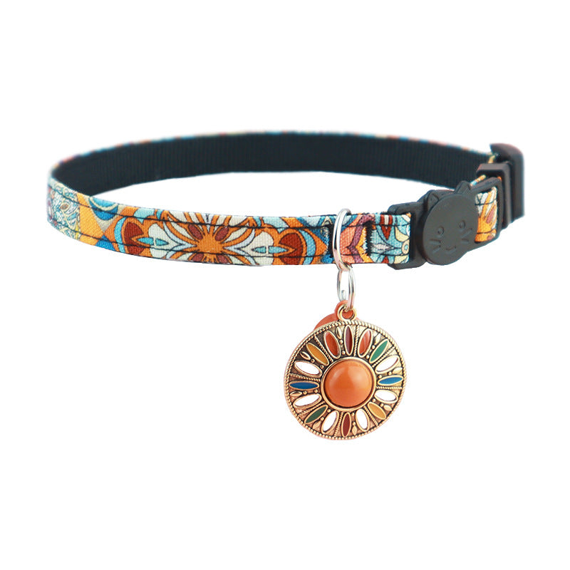 Adjustable Pet Airtag Collar with Bell and Metal Pendant