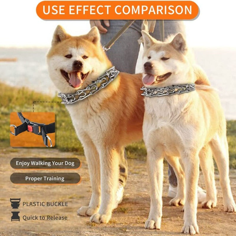 Adjustable Prong Collar With Stainless Steel Links & Nylon Cover For Dogs