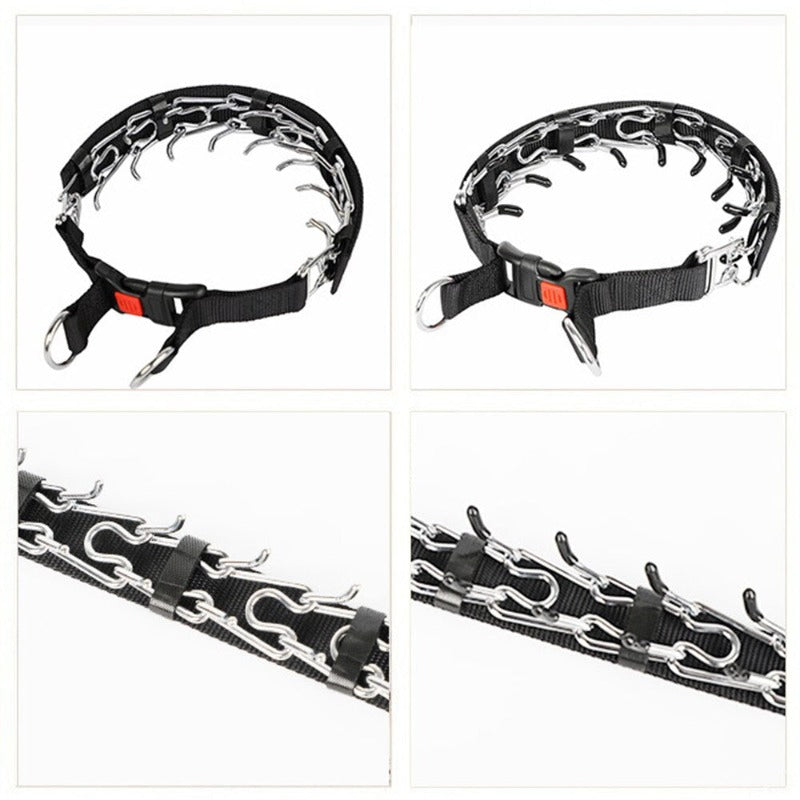 Adjustable Prong Collar With Stainless Steel Links & Nylon Cover For Dogs